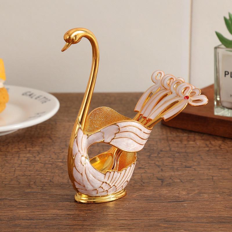 Fruit Spoon Restaurant Classical Tableware Swan Feather Spoon Household Dessert Coffee 1