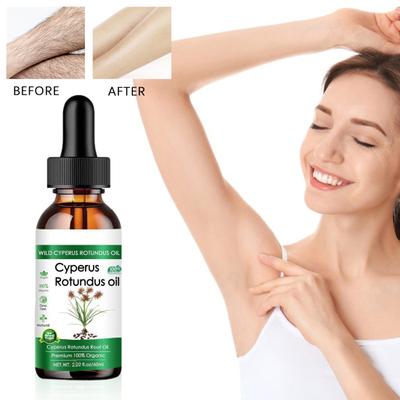 1/2 Stück 60 ml Cyperus Rotundus-Öl für Männer und Frauen, Haarentfernungspflegeöl, reduziert das Körperhaarwachstum, Feuchtigkeitscreme für die Haut, natürliche Pflanzen, nährender Hautschutz