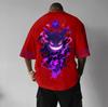 Animation Derivatives Gengar Printing T-shirt Men's and Women's Summer Oversize Loose Cotton Street Trend Top