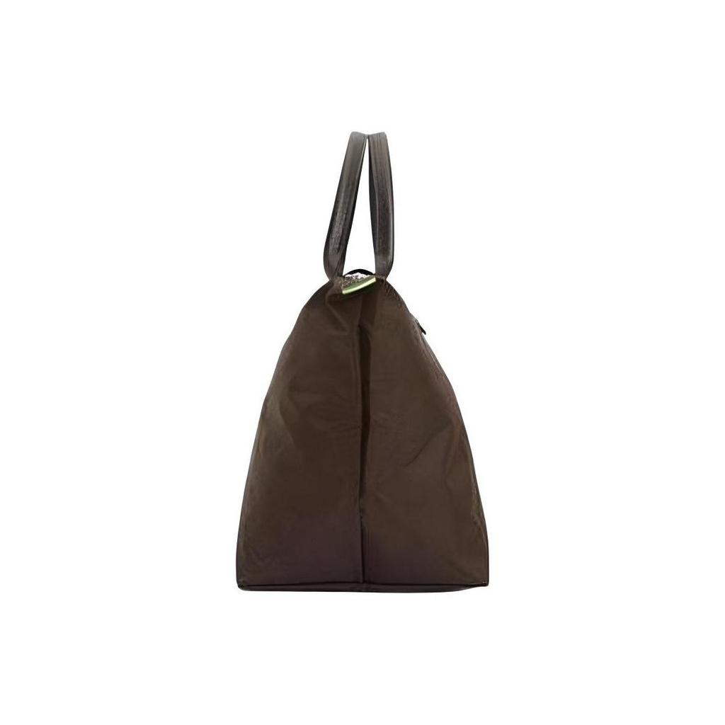 Longchamp Le Pliage Green Logo Design a Contrasto Nylon Borsa a Totes a Forma di Raviolo Media Borse a Totes da Donna Marrone Moka 1623919002