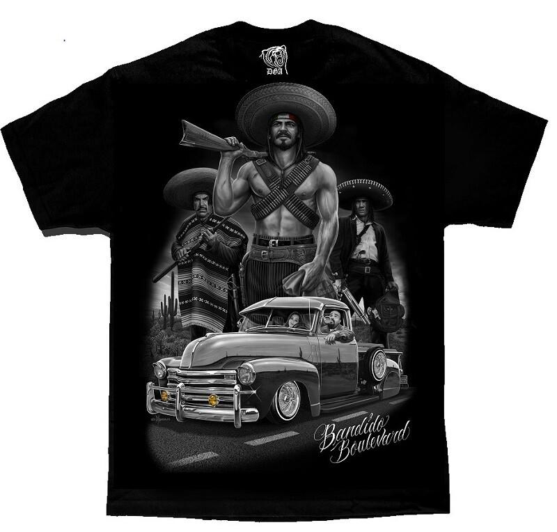 DGA Bandido Boulevard Mexico Urban Cowboys Outlaws Low Rider Adult Mens T Shirt Unisex T-Shirt