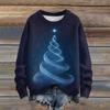 Ladies' Fashionable Casual Long Sleeved Beautiful Christmas Tree Print Round Neck Yarn Knitting