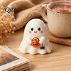 Mini Ghost Figurine Halloween Resin Figurine, Creepy Witch Hat Statue, Table Decor Pumpkin Reading Ornament for Holiday Party Decoration