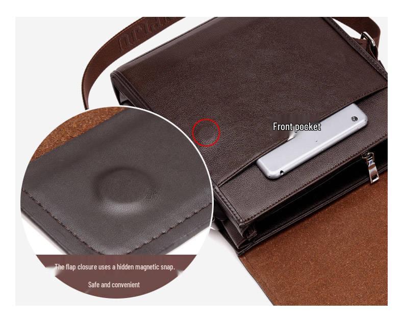 Męska Torba na Ramię z Prawdziwej Skóry - Miękka Torba Listonoszka Biznesowa Pionowy Plecak