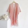 Cover Up Cardigan Metallic Mesh Women Beach Cover Up with Metallic Mesh Fringe Lightweight Breathable Swimsuit Cover