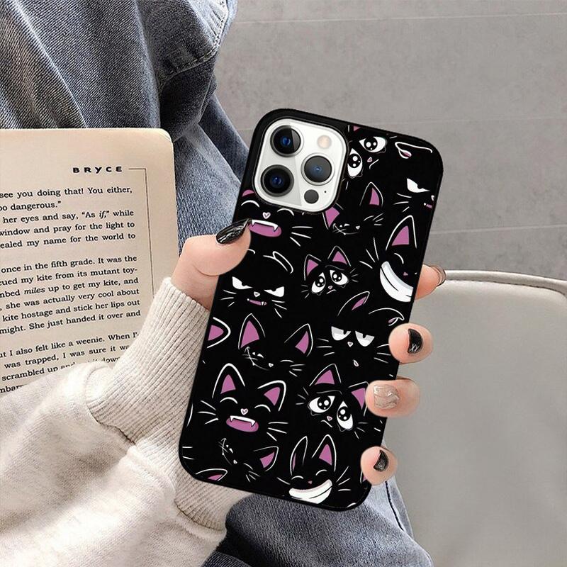 Schwarze Katze Cartoon Niedliche Handyhülle Für iPhone 17 Air 16 15 14 plus 11 12 13 Pro Max Hülle Abdeckung Schale