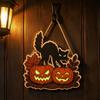 Dark Style Horror Ornament Halloween Welcome Sign, Spooky Skeleton Wooden Door Hanger, Grim Reaper Gothic Theme Shop Window Display Hanging Plaque for