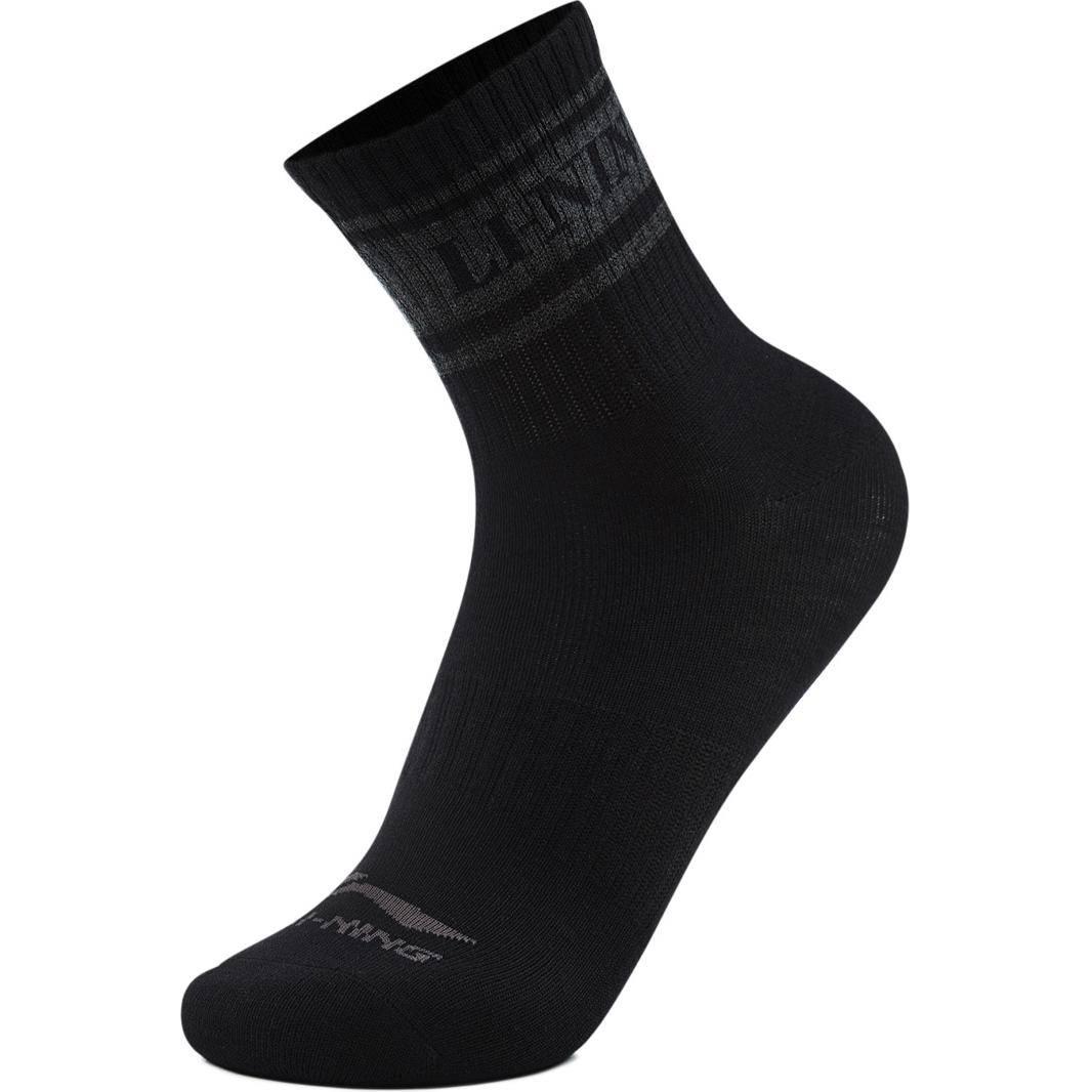 Li Ning Sports Trendy Collection Crew Socks Unisex 1 Pack Black AWSU319-1 M