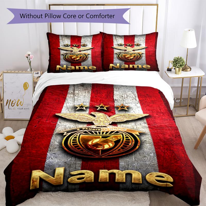 3Pcs Custom Name Benfica Bedding Set Duvet Cover Closure Includes 1Duvet Cover 2Pillowcases Soft And Comfortable For All Seasons