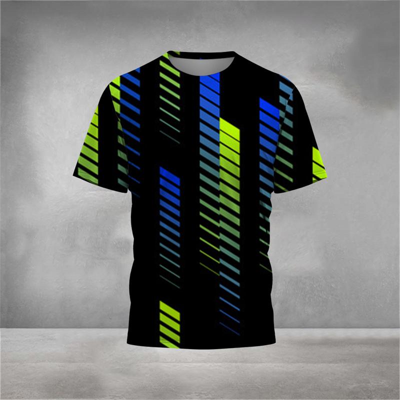 Men's 3D Printed Geometric Sports T-Shirt, Stylish and Unique Pattern, Summer Loose Crew Neck Short Sleeve T-Shirt