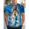 Men's 3D Print Jesus Virgin Mary T-Shirt Tops Casual Short Sleeve Crew Neck Jesus Birth Printed Tshirts For Men Streetwear