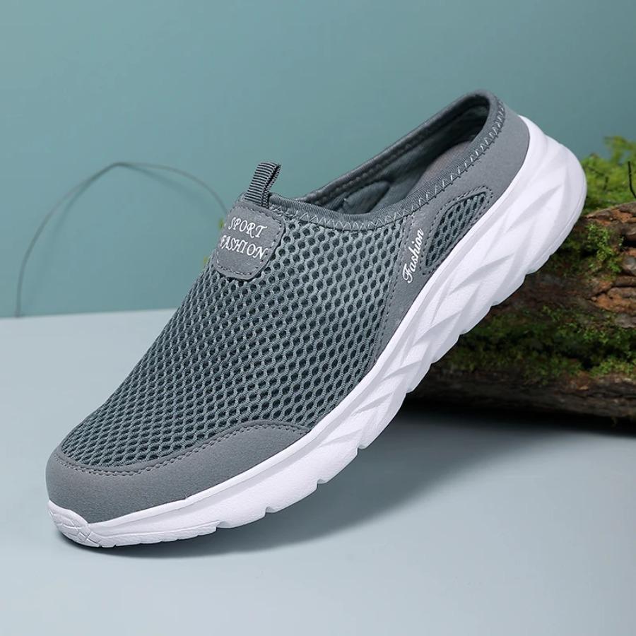 2025 Mens Half Slippers Summer Breathable Mesh Mens Shoes Outdoor Casual Walking Shoes Large Flat Light Mesh