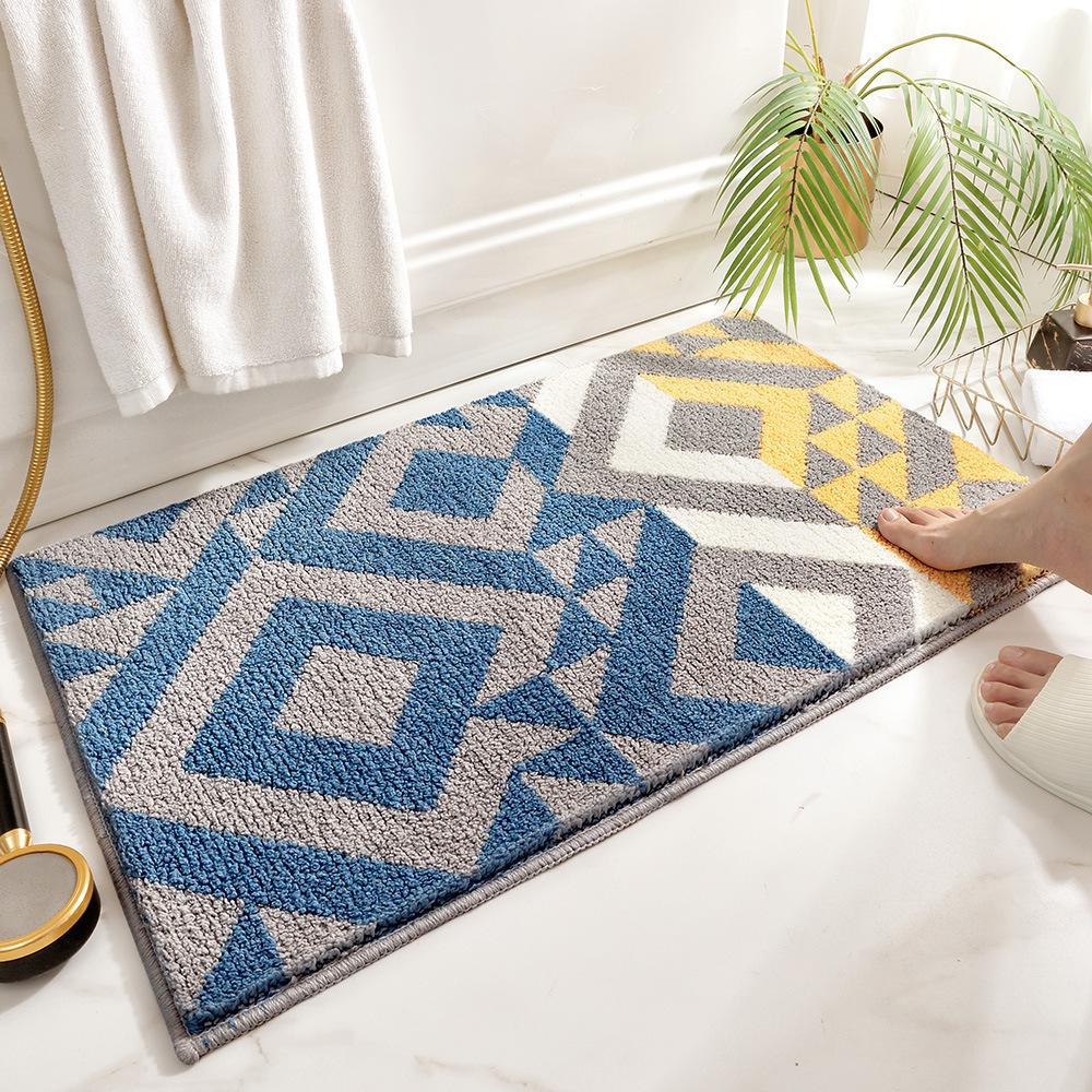 Modern Minimalist Cashmere Skin-friendly Floor Mat, Comfortable and Soft Non-slip Bathroom Floor Mat for Shower Rooms