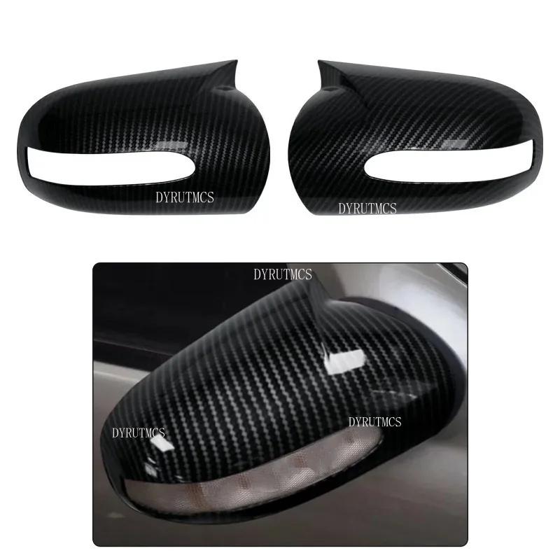 Car Rearview Side Mirror Cover Fit For Mercedes-Benz E,C-Class W211 W203 2001-2007 Wing Cap Rear View Case Trim Carbon Fiber
