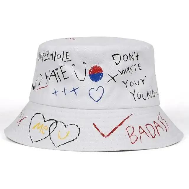 Fashion Black Unisex Harajuku Bucket Hat Fishing Outdoor Hip Hop Cap Men's Summer for Fisherman Hat Wome Hats