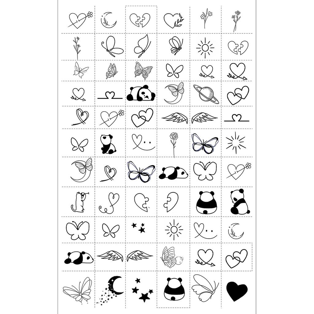 Butterfly Ghost Bow Flower Kitten English Short Sentences Multi-Picture Finger Tattoo Sticker