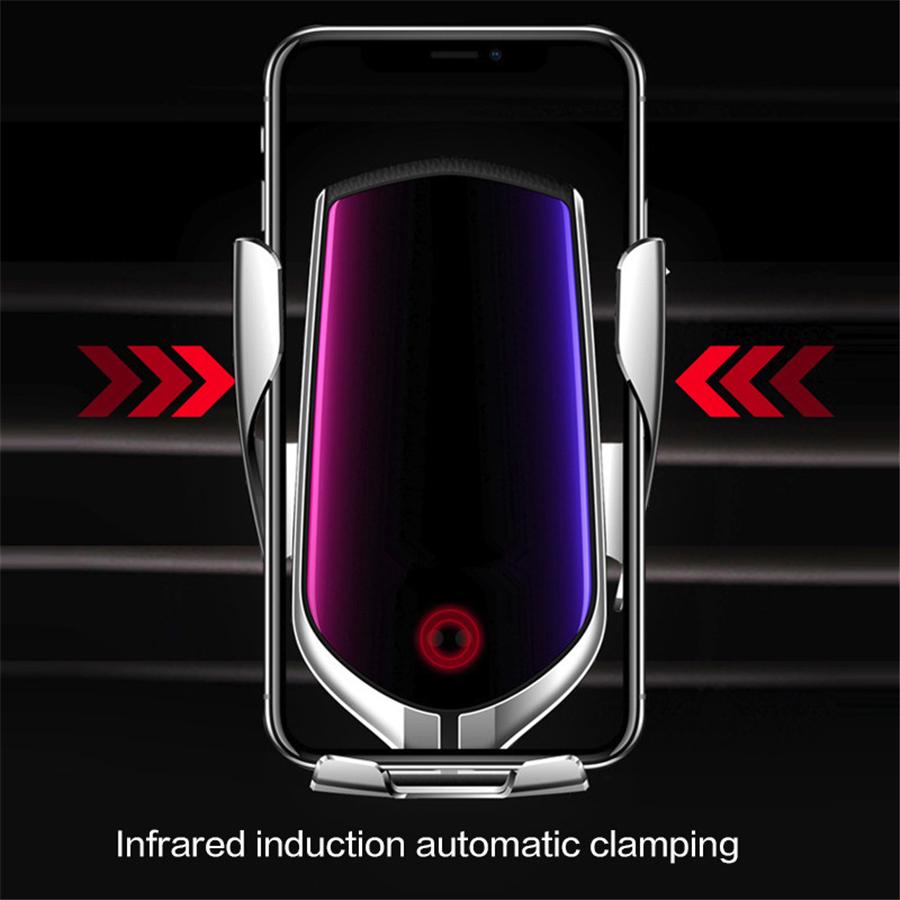 Wireless Charger Automatic Clamping Phone Holder Universal GPS APP Positioning