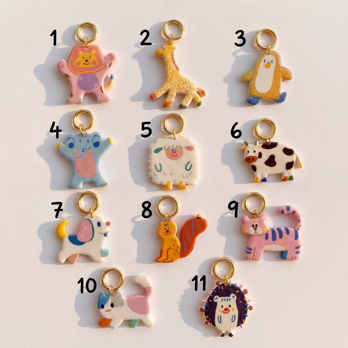 New European & American Animal Series: 18K Stainless Steel Vacuum-Plating Drip Oil DIY Pendants - Colorfast & Stylish