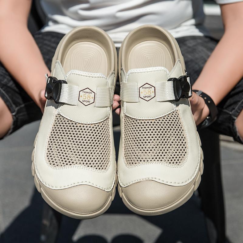 

Men Hiking Sandals Outdoor Summer Wide Palm Slippers Handmade Clogs Beach Shoes for Father Over Sized EU:46 слонова кістка