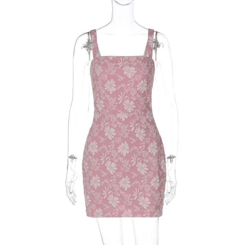 

Shemoda Вышивка Жаккард Платье с открытыми плечами на бретелях Женское Сексуальное Кружевное на шнуровке Открытая спина Приталенное Пошаговая Короткая юбка Lotus root powder color L