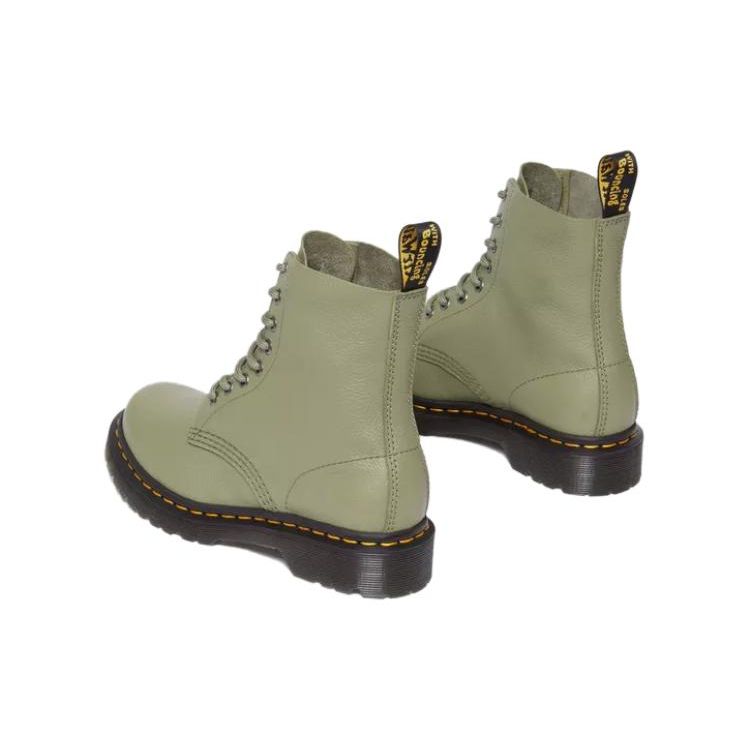 Dr. Martens Round Toe Lace-Up Chunky Heel Short Boots Women Boots Green 31693357