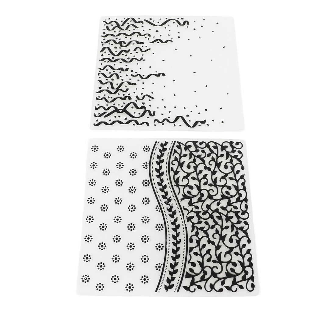 2pcs Embossing Folders Embossed Texture 15.1x15.1cm 5.9x5.9in Decorative Plastic Embossing Stencils for DIY Paper Craft