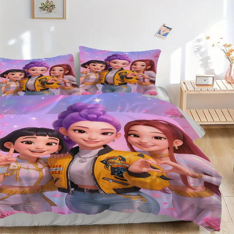 

3 шт. K-POP Охотники на демонов, Охотница Комплект постельного белья: Идеально подойдет для спальни или гостевой комнаты.. Мягкий и удобный, без стержня yy251009177 135x200cm