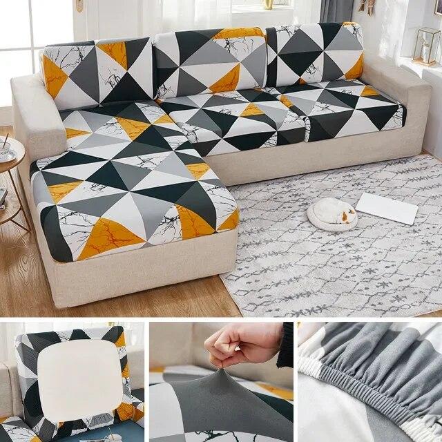 

Чехол на сиденье дивана с принтом, эластичный чехол для дивана из спандекса, противопыльный L-образный чехол для подушки для дивана, защита для мебели для гостиной Normal Size (S)-1pc