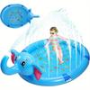 Large Elephant Splash Pad Sprinkler For Kids Blue Inflatable Water Toy Outdoor Play Mat Fun Letter Learning Safe Children