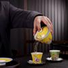 HMLOVE Color Enamel Sancai Gaiwan White Porcelain Cover Bowl Lid Saucer Kung Fu Tea Sets Handmade Tureen Travel Teaware Gift