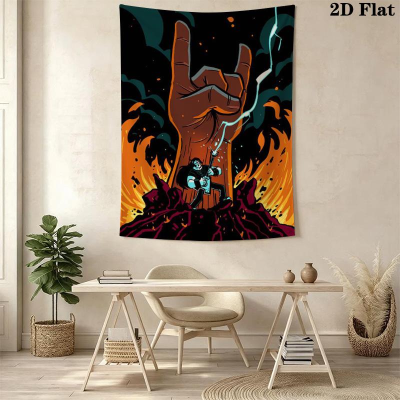 Rock Gesture Pattern Home Decor Tapestry, Wall Hanging, Decorative RV Wall Cloth.ZGT0914085