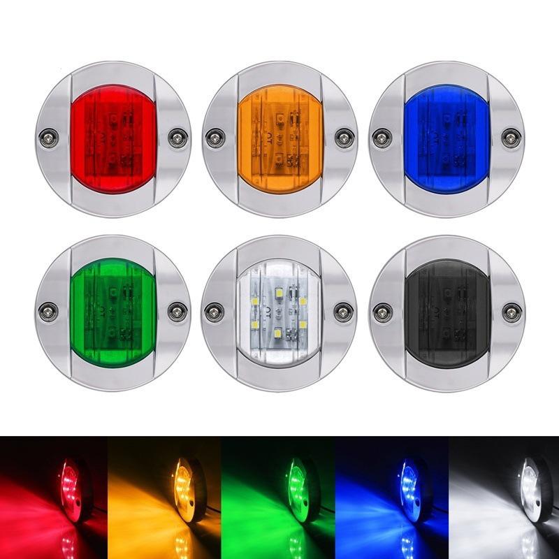 6LED Round Truck and Trailer Side Signal Lights, 12-24V for Boats and Vehicles