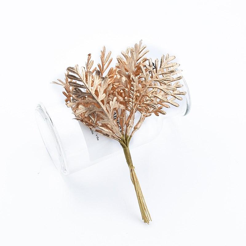 1/3pcs Golden Silver Christmas Leaf Artificial Plants Wedding Decorative Flowers Vase Home Room Decor Diy Gift Bridal Clearance
