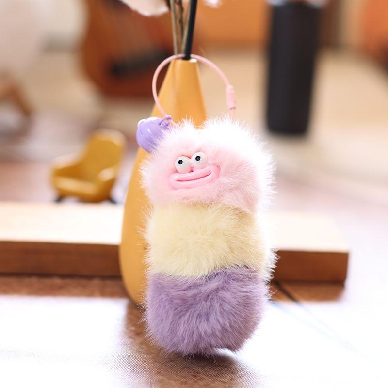

Plush Caterpillar Keychain With Soft Short Pile For Kids And Collectors фиолетовый