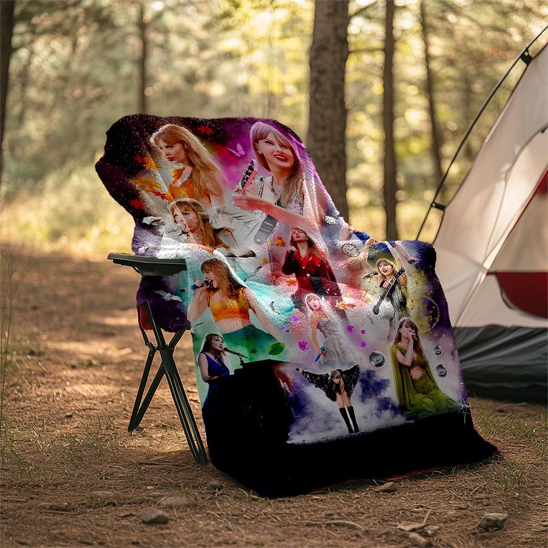 1 Stück Taylor Swift2 Thema Decke - Digitaldruck, Polyester, Gemütlich für alle Jahreszeiten, Perfekt für Draußen, Camping und Reisen