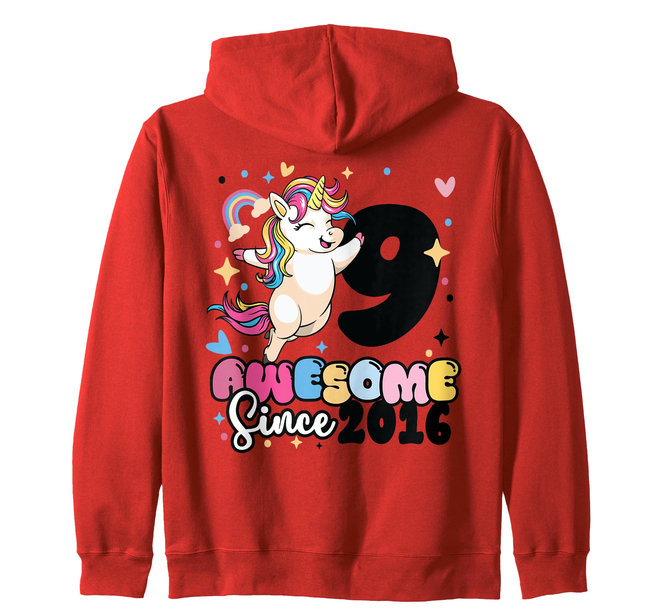 9th Birthday Unicorn Awesome Since 2016 9-Year-Old Kids Zip Hoodie