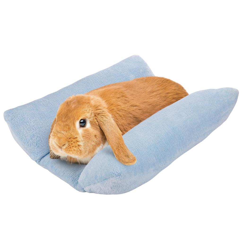Rabbit Bed Thickened Soft Bunny Concave Bed Cuddle Cushion Plush Mat with Cotton Lounger Pillows Small Pet Flop Mat for Sleeping