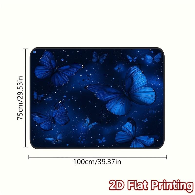 1pc 2D Flat Printing Trunk Mat Sturdy And Straightforward Car Mat Featuring Blue Butterflies Against a Night Sky Suitable 75*100cm