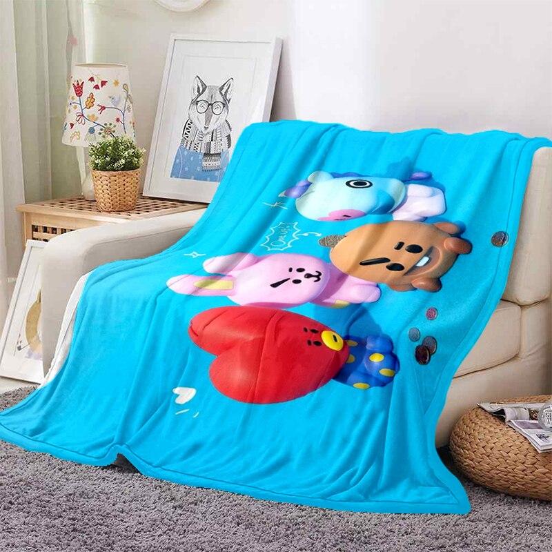 2022 Kreslená deka bt21 Měkké fleecové deky Deky Home Dekor Ložnice Obývací pokoj PohovkaDigital potištěné deky na cesty