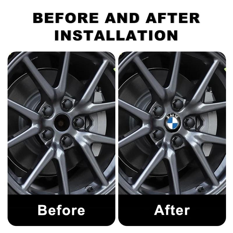 4 Stück 56mm Aluminiumlegierung Auto Radmitte Aufkleber Nabenaufkleber Für BMW E46 E39 E53 E36 F22 E87 E90 E91 E92 E65 X5 X3 1 3 5 7 Serie