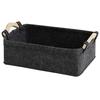 Felt Home Storage Basket Sundries Books Magazines Organizer Box with Wood Handle