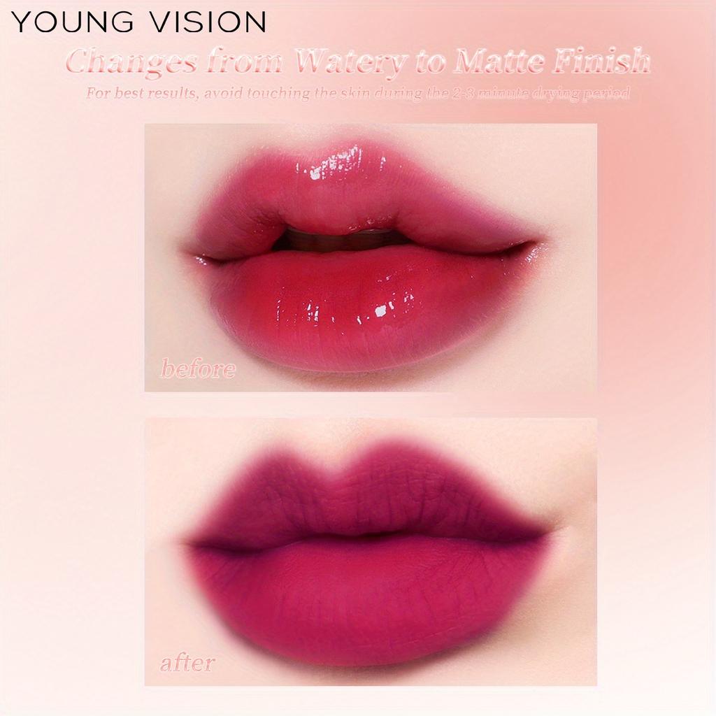 YOUNG VISION Water Lip Stain for Women Girls, LongLasting Lip Gloss Multi-Use Liquid Blush/Eyeshadow, Transfer-Proof Shine-to-Matte Finish In 3 Min