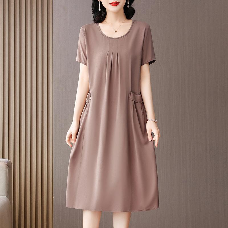 The New High-end Summer Good Cotton and Silk Dress Is Fattened and Enlarged, and Women's Clothing Is Suitable for Fat People's Skirts Dresses.