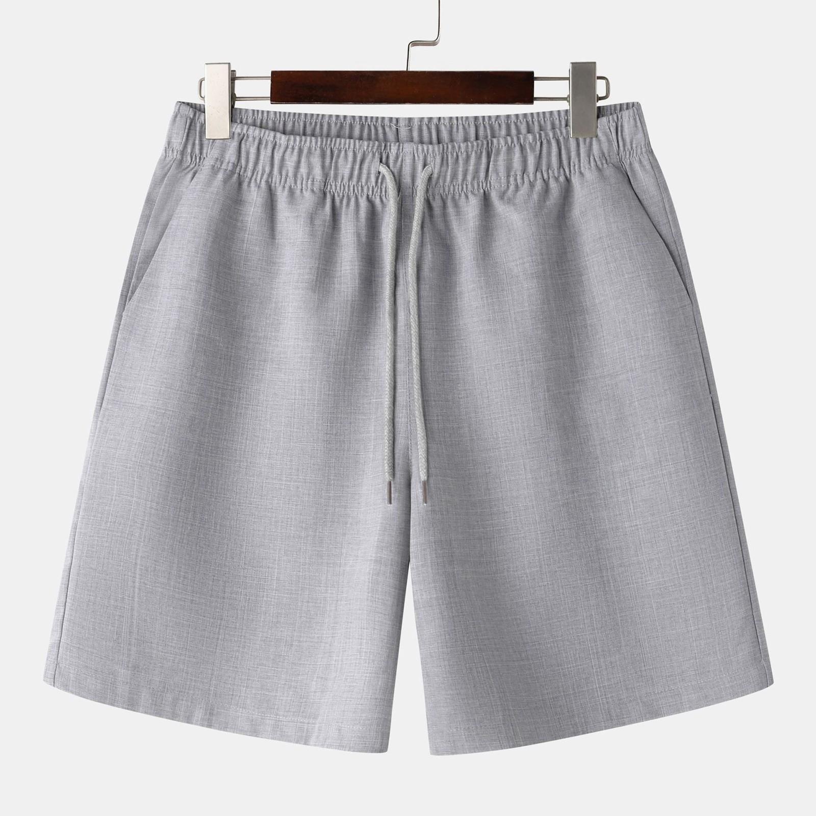 

Мужские летние однотонные спортивные повседневные шорты, мужские пляжные шорты из хлопка и льна L