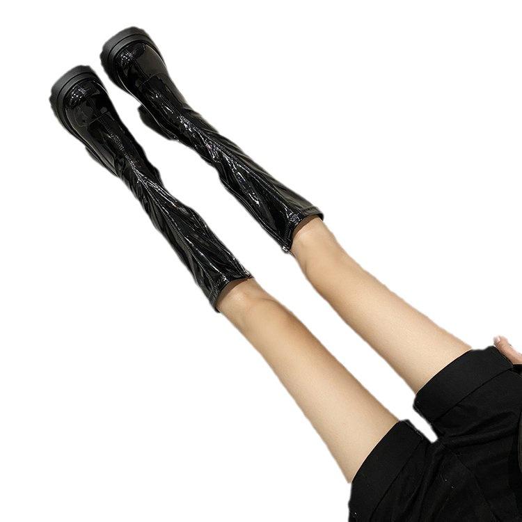 But knee boots women's autumn slim thin elastic boots thick-soled Spice Girl design trendy boots