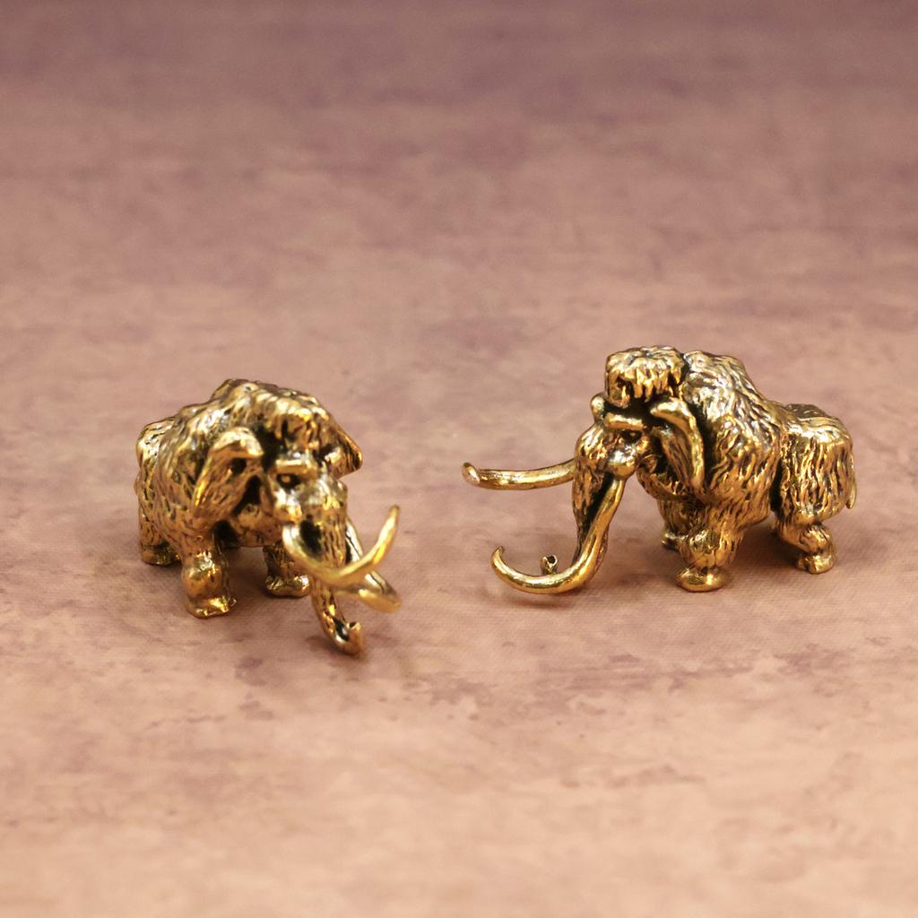 Antique Bronze Cute Mammoth Miniature Figurines Desk Ornament Decorations Copper Animal Sculpture Home Tea Pet Decor Crafts