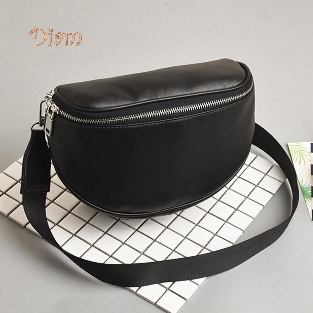 GQ Fashion kvinner Ensfarget kunstskinn Glidelås Liten Crossbody Skulder Shell Bag