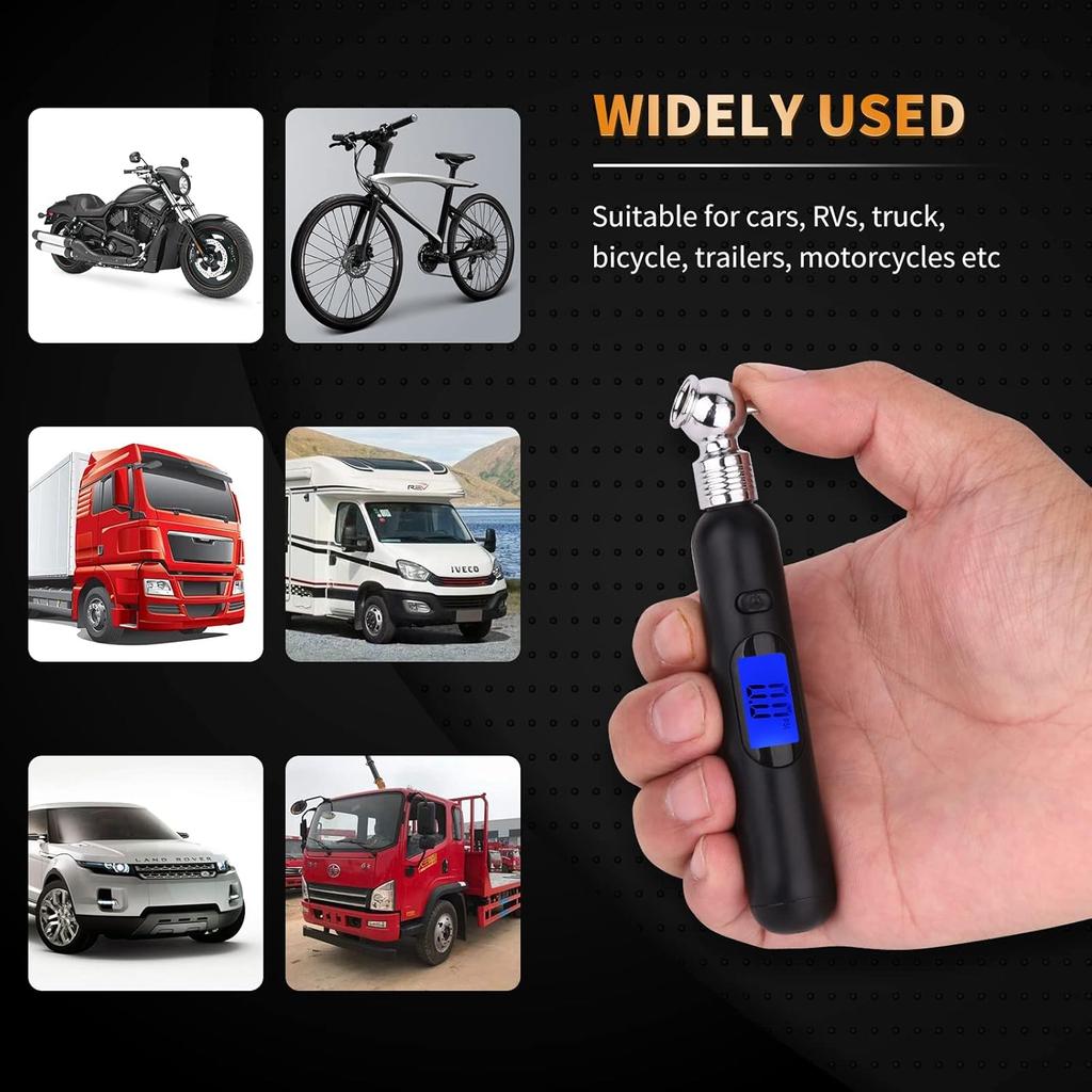 Mini Digital Tire Pressure Gauge 3-99PSI 4 Settings Tire Gauge for Tire Pressure with Backlit LCD for for RV Car Truck Bicycle, Easy and Accurate