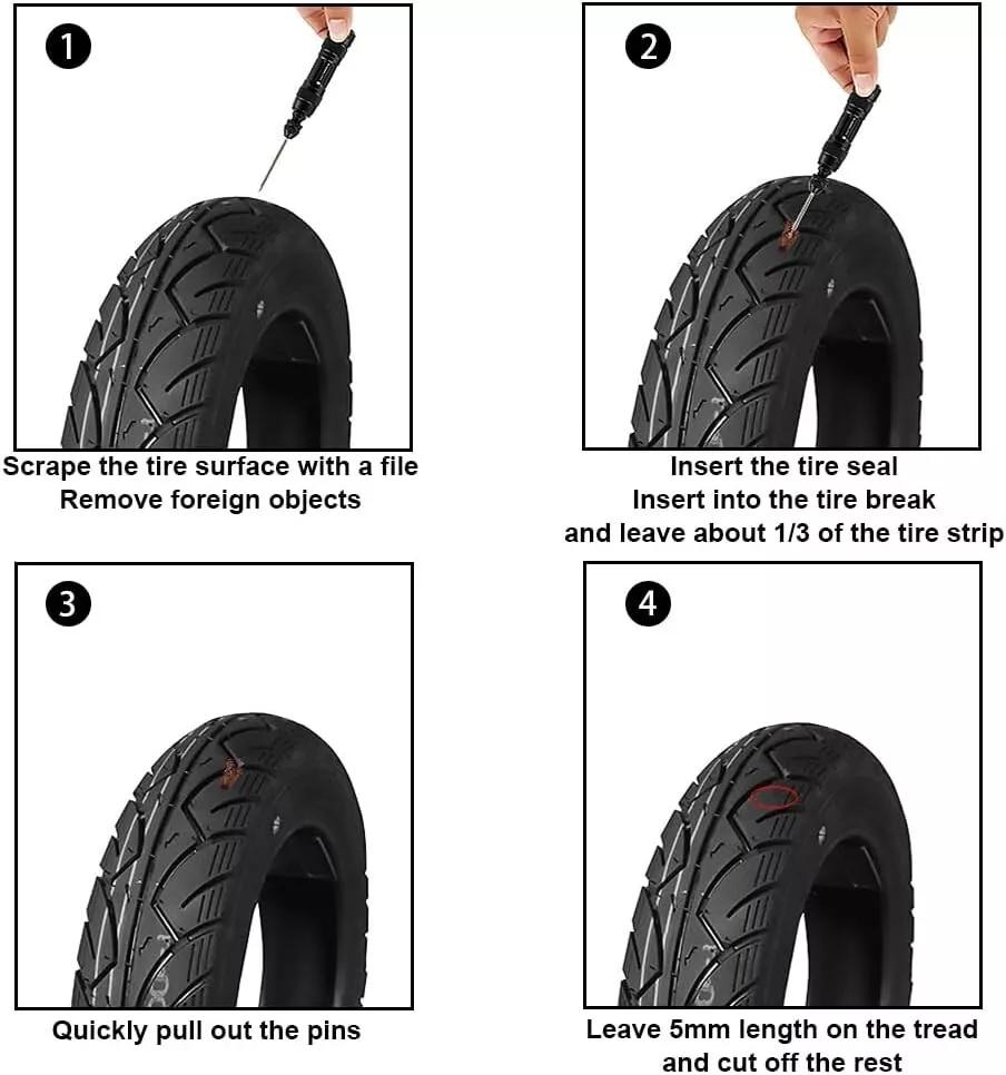 Bicycle Tubeless Tire Repair Kit Tire Portable Urgent Drill Rubber Strips Tyre Puncture Sealant Repair Kit Bicycle Repair Tools