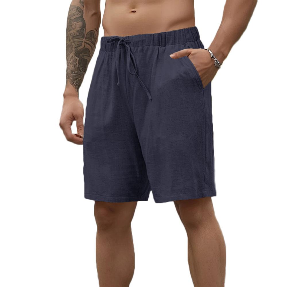 Summer Hot Sale Men's Shorts Cotton Linen Breathable Lightweight Drawstring Elastic Waist Casual Beach Style Hawaii Short Pants